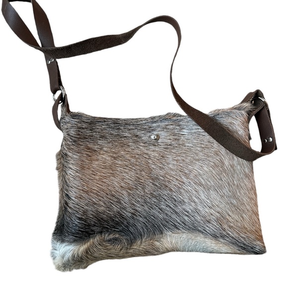 Handbags - Animal Hair Single Leather Strap Crossbody Snap Close Purse